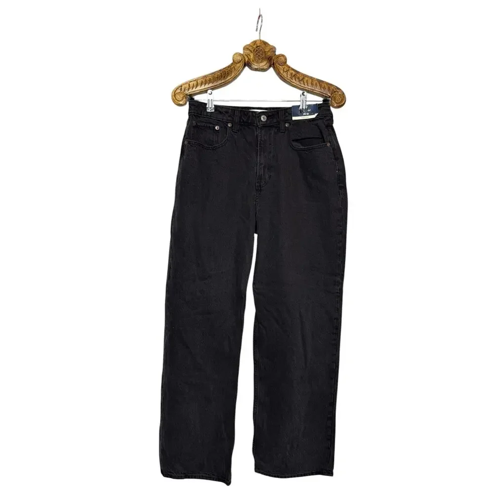 Abercrombie and Fitch Jeans The Loose High Rise Straight Leg Curve Love Black 6